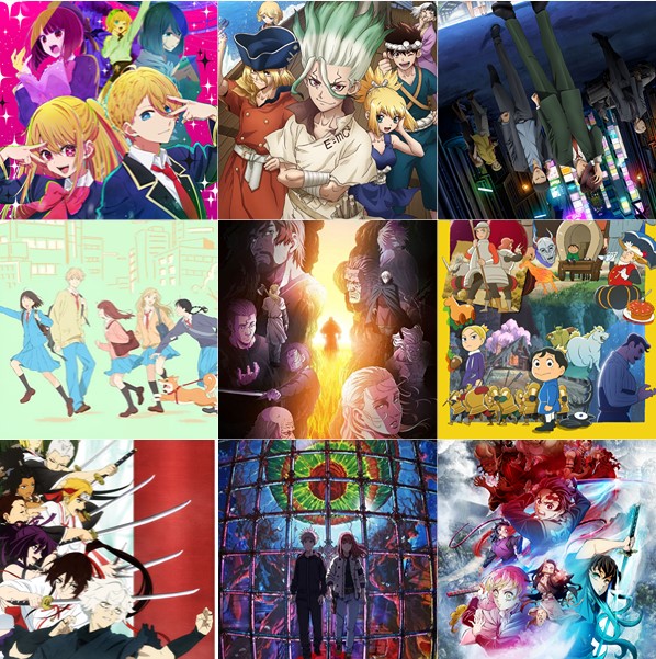 SPRING 2023: Vinland Saga Season 2, Dr. Stone: New World, My Home Hero, Tengoku Daimakyou, Oshi no Ko, Kimetsu no Yaiba: Katanakaji no Sato-hen, Jigokuraku, Skip and Loafer, Ousama Ranking: Yuuki no Takarabako cover