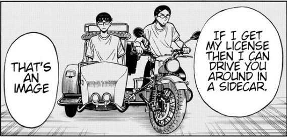 Tamiko driving Shiroyama around